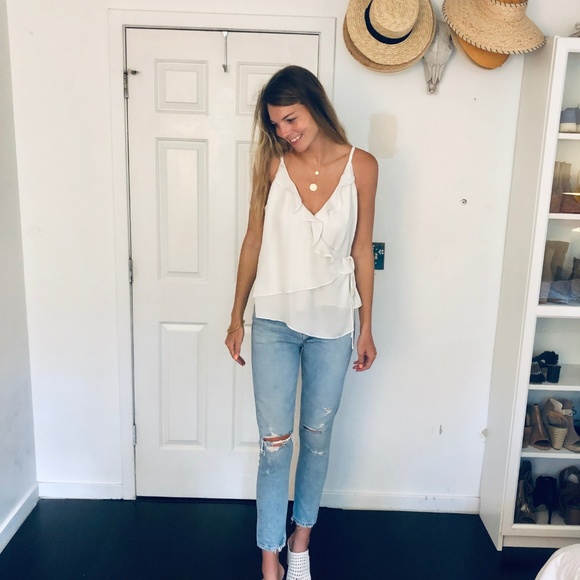 L'Academie Ruffle Cami in White - Picture 2 of 7